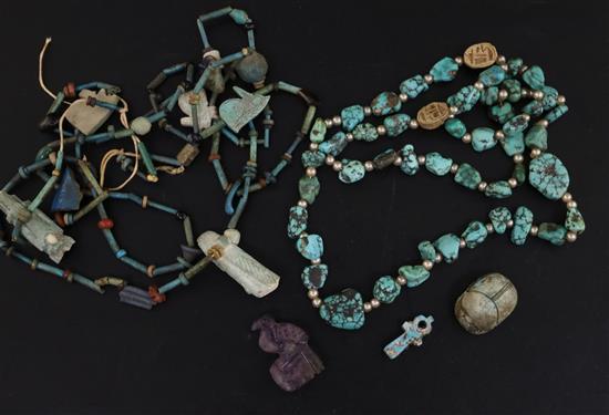 A group of Egyptian jewellery and relics,
